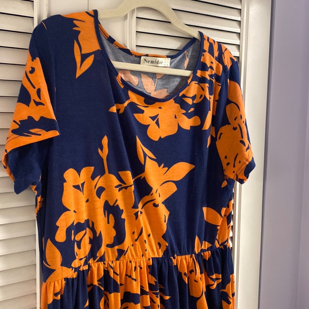 Navy blue floral maxi dress